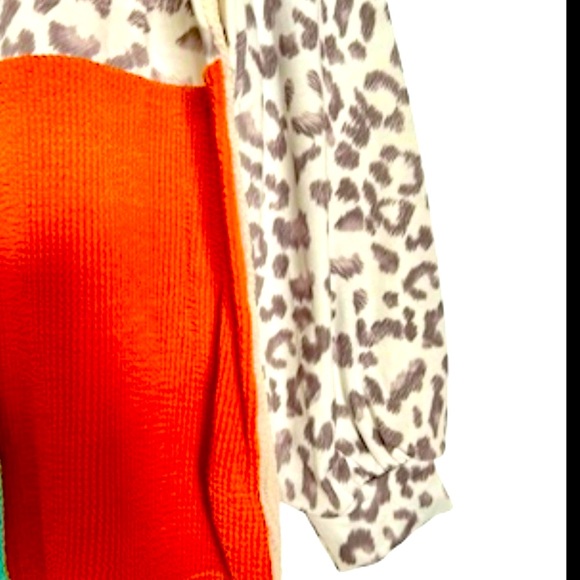 Women’s Crewneck Casual Long Sleeve Patchwork Printed Pullover Knit Sweater - Picture 8 of 9